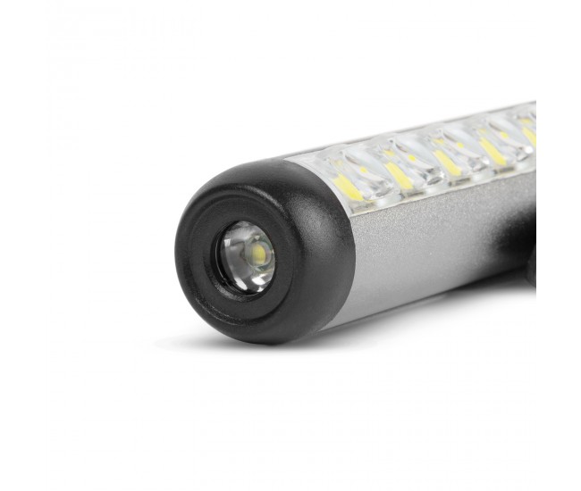 Lanterna LED cu modul lumina de lucru acumulator LI-ion 400mAh XPE + LED SMD 500lm IP55 argintiu Phenom 18580A