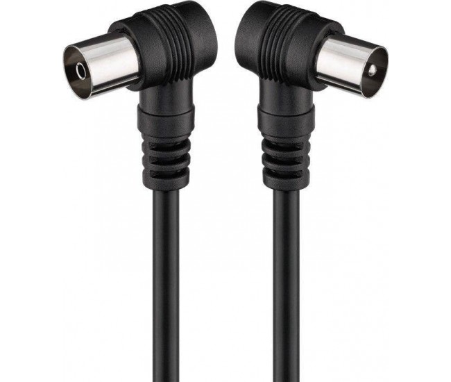 Cablu coaxial tata-mama 1.5m negru conectorI cotitI Goobay