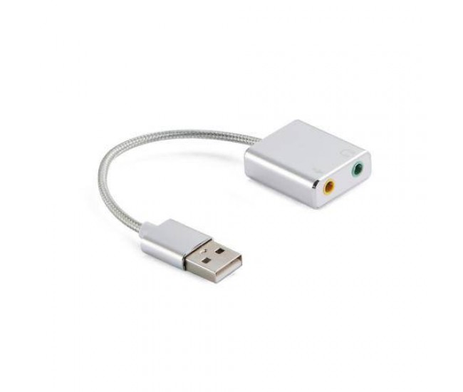 Cablu adaptor USB 2.0 - placa de sunet audio 7.1 virtual 10cm aluminiu WELL