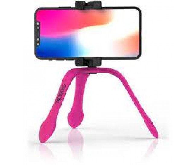 Selfie stick flexibil cu telecomanda bluetooth inclusa roz GekkoXL Zbam