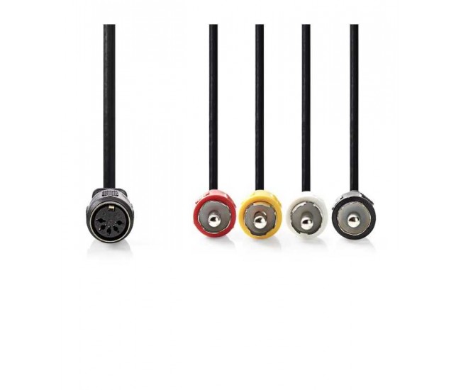 Cablu audio stereo Nedis DIN 5 pini mama - 4x RCA tata 0.2m negru CAGL20475BK02