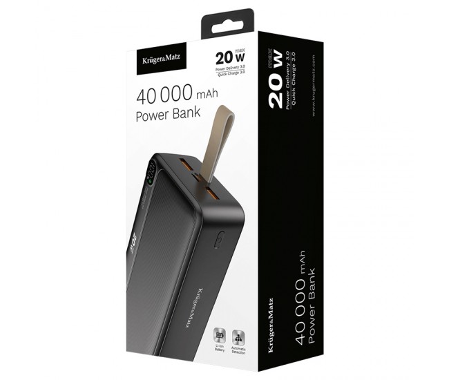 POWER BANK 40000mAh LI-ION QC3.0 PD 20W Display Kruger&Matz