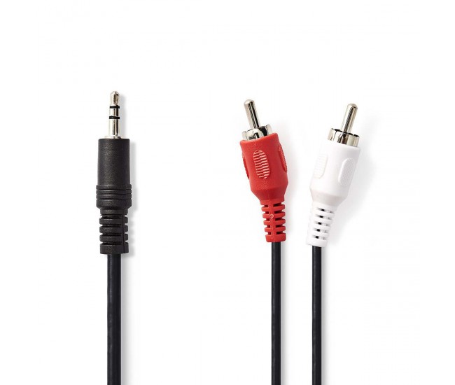 Cablu Jack 3.5 mm la 2x RCA 1.5m tata-tata negru NEDIS