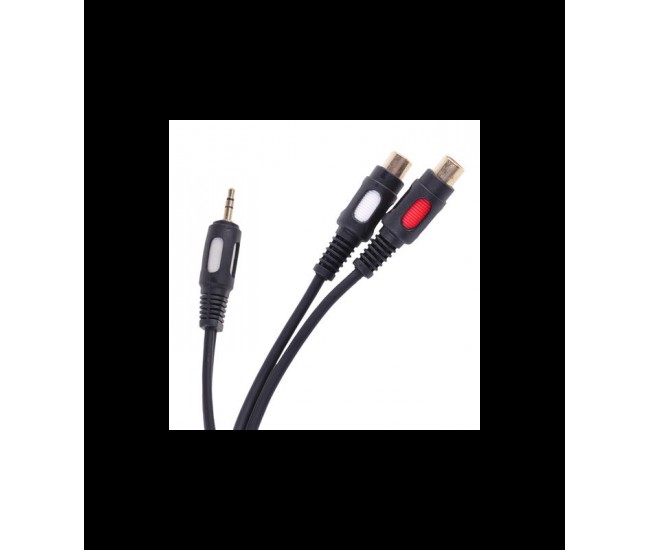 Cablu adaptor Jack tata 3.5 mm la 2x RCA mama 25cm dublu ecranat Cabletech