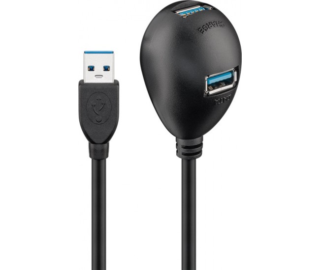 Cablu prelungitor USB 3.0 Hi-Speed - 2x USB 3.0 mama 1.5m Goobay