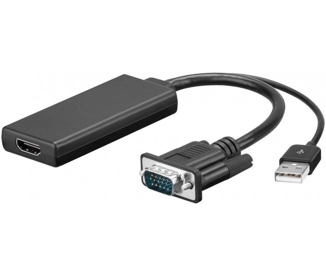 Cablu adaptor VGA +audio USB la HDMI 1920x1080P 0.1m Goobay