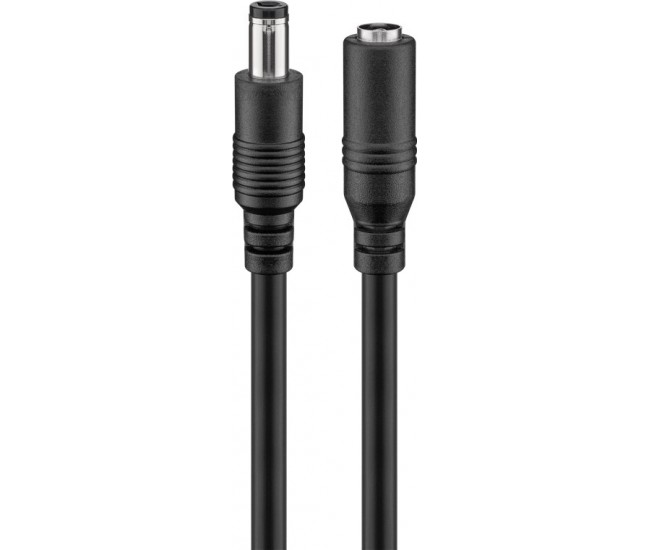 Cablu de extensie alimentare DC 5.5 x 2.5 mm mama-tata 10m cupru 0.5mm negru Goobay