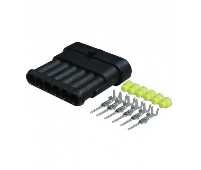 Set conector cablu Superseal 1.5 tata mufa 6 pin 6 pini inclusi + 6 garnituri incluse IP67 TE Connectivity 282108-1-SET-M