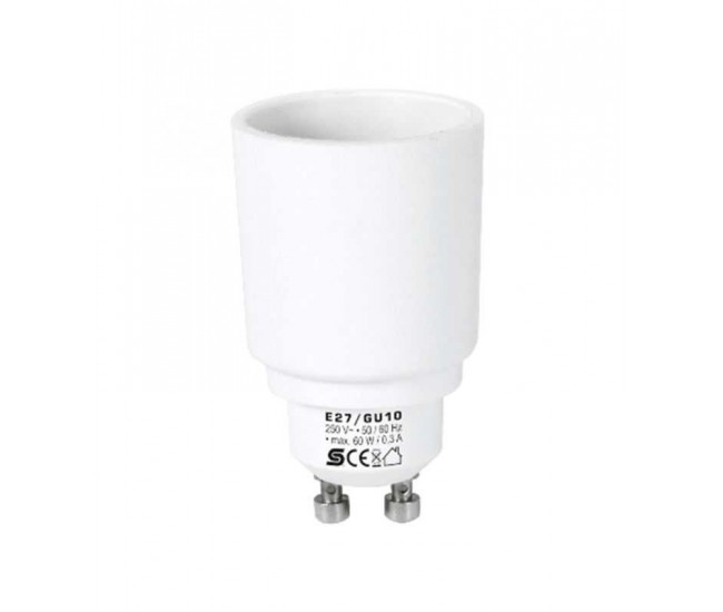 Adaptor soclu E14 mama la mufa GU10 tata 60W 0.3A alb HOME