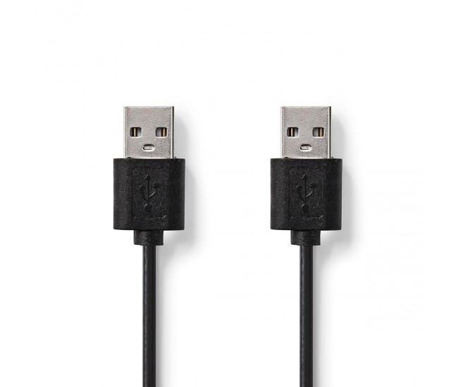 Cablu USB 2.0 Nedis USB A tata - USB A tata 2m negru