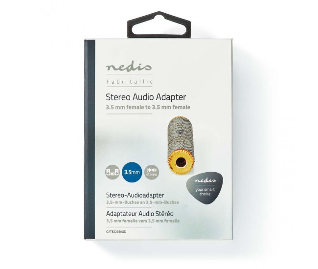 Adaptor audio stereo PROFESIONAL Jack 3.5 mm mama - Jack 3.5 mm mama Fabritallic Nedis auriu/metal CATB22950GD