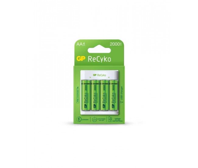 Incarcator E411 AA/AAA R3/R6 NiMH + 4 acumulatori 2000mAh GP ReCyKo GPE411210AAHC-2B4