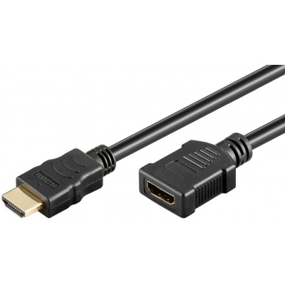 Cablu prelungitor HDMI tata - HDMI mama v1.4 4K High Speed Ethernet contacte aurite 2m Goobay