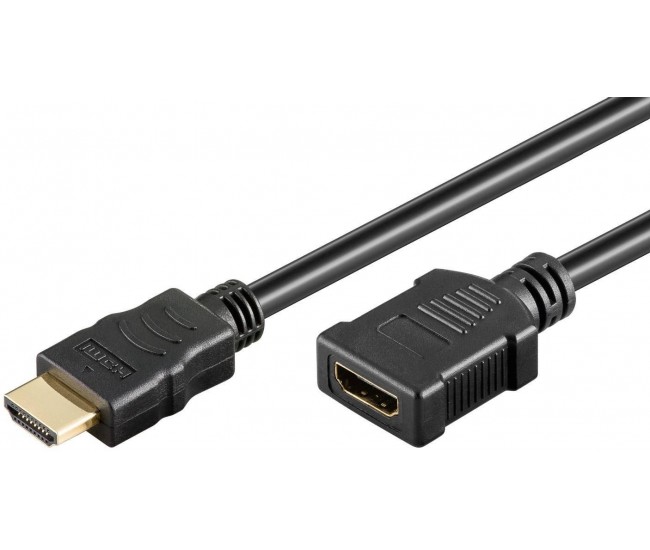 Cablu prelungitor HDMI tata - HDMI mama v1.4 4K High Speed Ethernet contacte aurite 2m Goobay