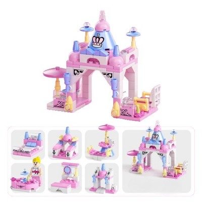 Set de Constructie Castelul Printesei 6in1, Flippy, Multiple Variante de Asamblare, 131 de Piese, Multicolor