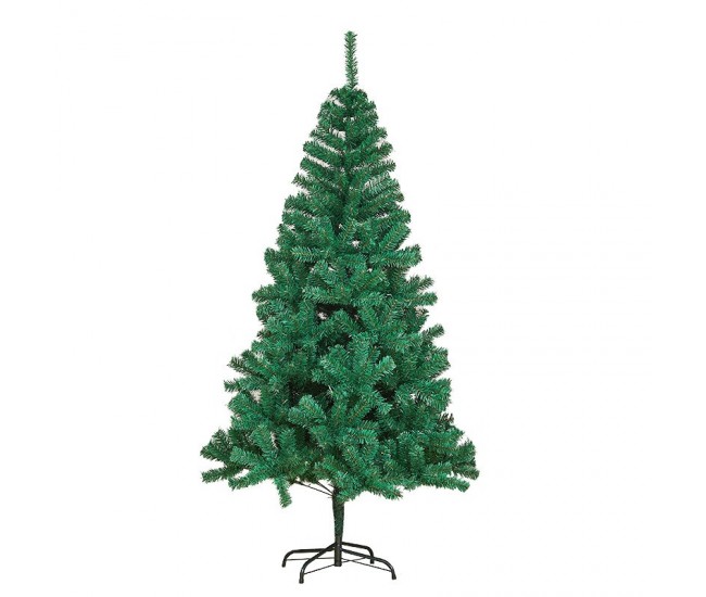 Brad de Craciun artificial cu suport inclus Flippy, 120 cm, 240 ramuri/varfuri, material plastic, suport clasic, fara iluminare, utilizat pentru interior/exterior, verde