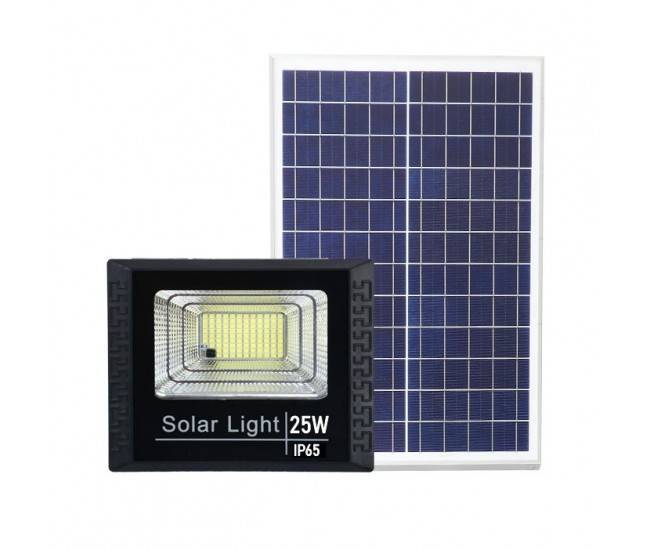 Proiector LED SMD 25W cu incarcare solara Flippy, panou solar, cu telecomanda, suport prindere, material ABS, 1.2AH, 44 LED-uri, 79Lm, 13x13.5 cm, negru