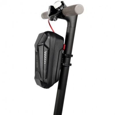 Borseta pentru bicicleta/trotineta Flippy, spatiu de depozitare, antisoc, waterproof, cu fermoar, 3L, material carbon si plastic dur,  pentru trotineta electrica scuter, bicicleta, negru