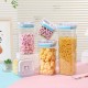 Cutii de Depozitare Alimente, Flippy, Set din 5 Cutii de tip Container, 1x0.5 l, 2x0.8 l, 1x1.2 l, 1x1.9 l, Recipiente pentru Cereale in Bucatarie,  Transparente cu Capac Albastru-Alb