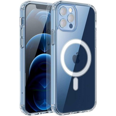 Husa protectie Flippy pentru iPhone 14 Pro Mag Safe, 2 in 1 incarcare si magnet, Silicone, Transparenta