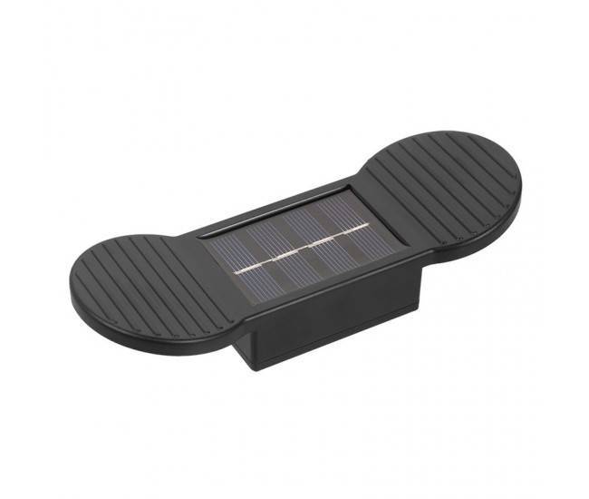 Aplica solara LED Flippy, ABS/Policarbonat, rezistenta la apa IP65, 2 LED-uri SMD, pentru perete, scari, 1.2V, 600mah, 16 x 5.9 x 3.3  cm, lumina alb cald, negru