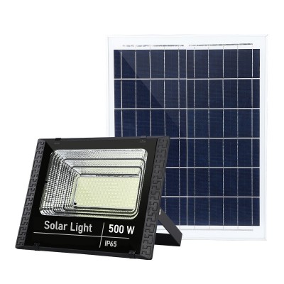 Proiector LED SMD 500W cu incarcare solara Flippy, panou solar, cu telecomanda, suport prindere, material ABS, 18AH, 400 LED-uri, temperatura culoare 6500k, 32x26x9 cm, negru