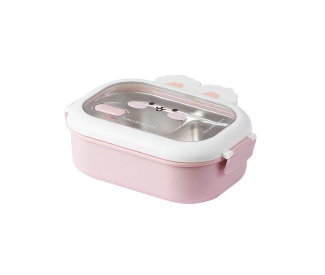 Bunny stainless steel lunch box student office worker lunch box compartment sealed insulation box - Specification: pink