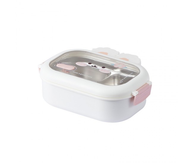 Bunny stainless steel lunch box student office worker lunch box compartment sealed insulation box - Specification: White