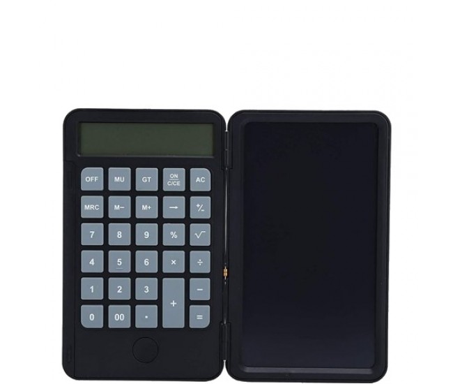 Calculator de Mana Reincarcabil cu Tabla de Scris, Flippy, Calculator Portabil, Ecran LCD, Afisaj cu 12 Cifre, Ecran de 15 cm, Culoare Negru