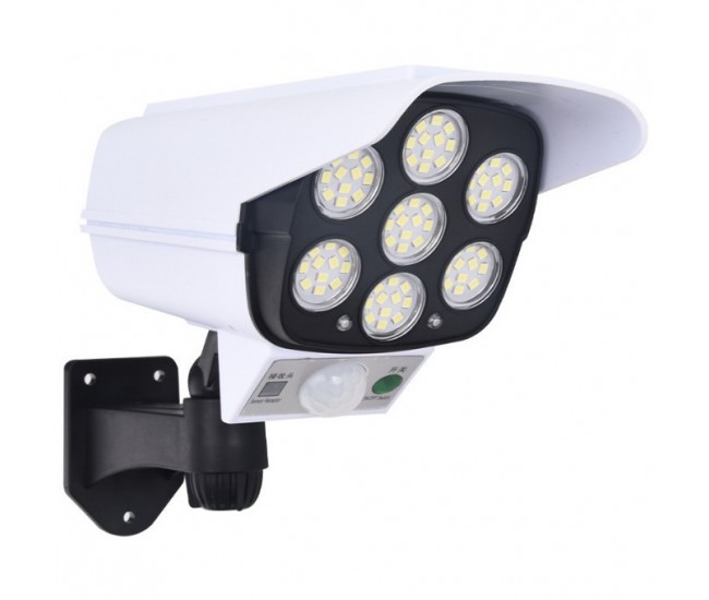 Camera de supraveghere falsa, incarcare solara, 77 LED-uri, senzor de miscare, Flippy