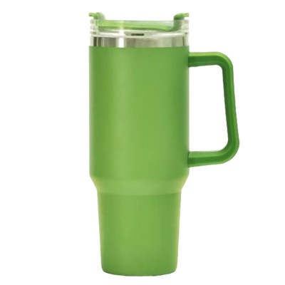 Cana Termos din Plastic, Flippy, pentru Bauturi Calde si Reci, cu Maner, 9.9x9.9x27 cm, Verde