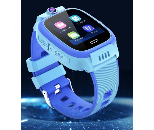 Ceas Smartwatch Flippy, Pentru Copii, Model Y36, cu Functie Telefon, 4G, Localizare LBS, Istoric Traseu, Monitorizare Spion, Apel Video, Rezistent la Apa, Albastru