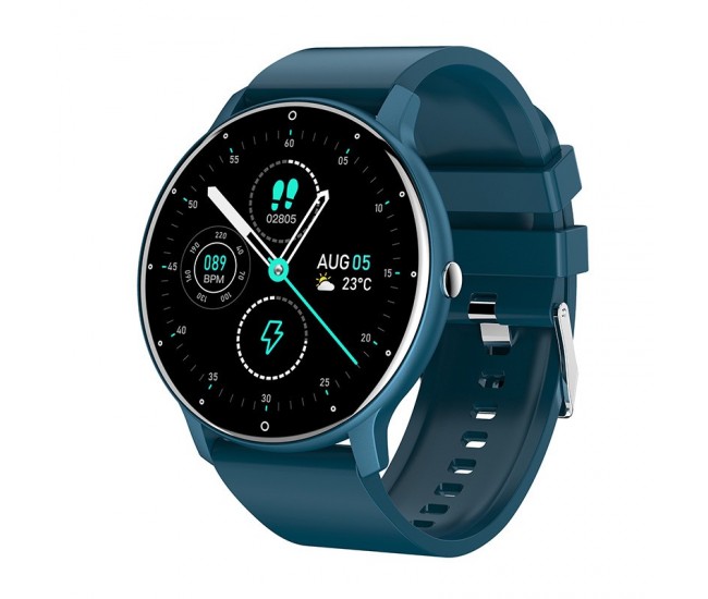 Ceas smartwatch si bratara fitness Flippy ZL02D, oxigen, ritm cardiac, pedometru, notificari, IP67, Compatibil cu Android/iOS, vibratii, multi sport, Albastru inchis