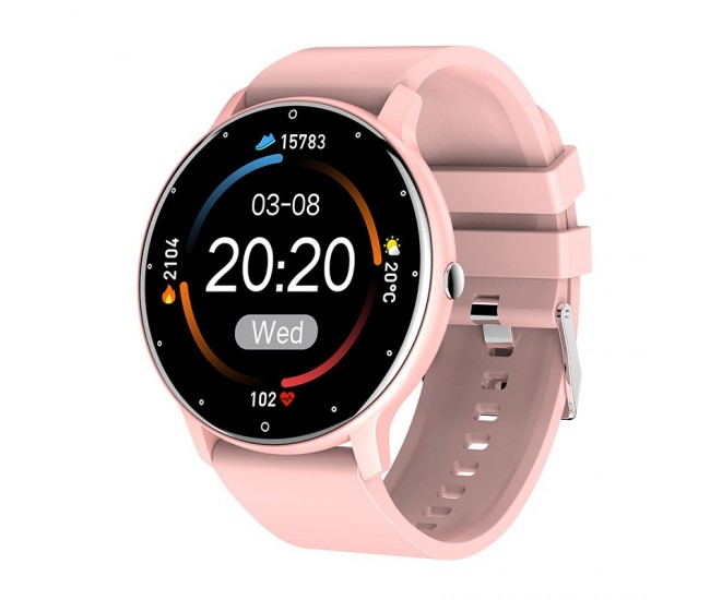 Ceas smartwatch si bratara fitness Flippy ZL02D, oxigen, ritm cardiac, pedometru, notificari, IP67, Compatibil cu Android/iOS, vibratii, multi sport, Roz