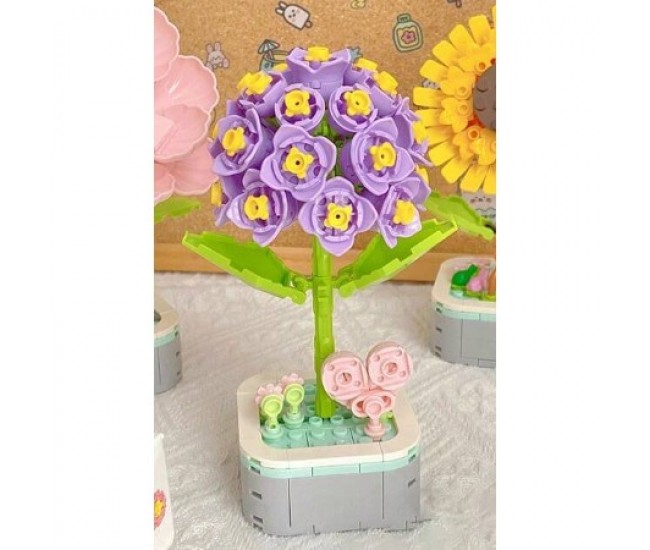 Set de Constructie Zambila in Ghiveci, Flippy, 4 Ani, Ornament Creativ, 16.5x6.2 cm, Mov