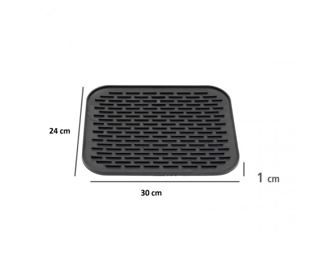 Covoras din Silicon pentru Scurgere Vase, Flippy, Uz Casnic, Rezistent la Temperaturi Ridicate, Izolator, 30x24 cm, Negru