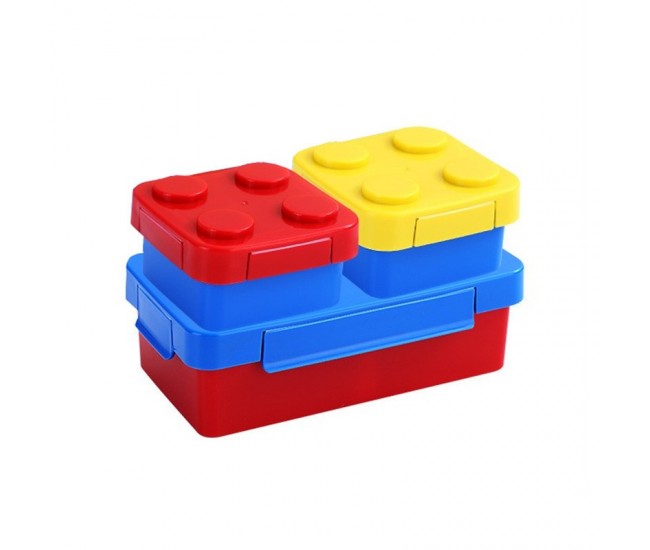 Set caserole pentru pranz interactive, Flippy, cuburi de construit, plastic, multicolor