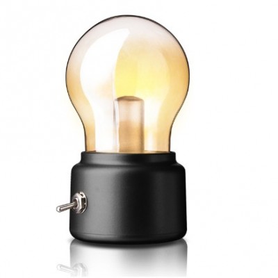 Lampa LED Decorativa sub forma de Bulb, Retro pentru interior, Negru/ Transparent, lumina Calda, Flippy