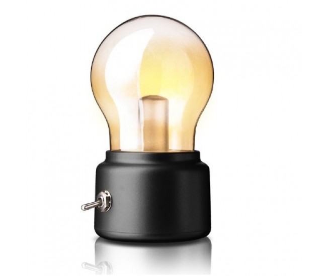 Lampa LED Decorativa sub forma de Bulb, Retro pentru interior, Negru/ Transparent, lumina Calda, Flippy