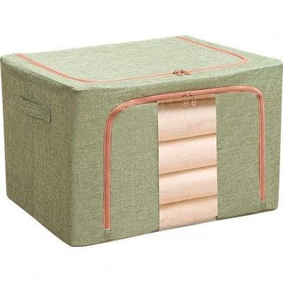 Cutie de depozitare pliabila, Flippy, Cu fermoar, 100 L, Textil, 60x42x40 cm, Cadru Metalic, Suport Baza Stabil din Plastic, Verde