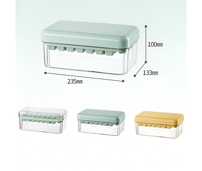 Set Cutie pentru Gheata, Flippy, Uz Casnic, Doua Tavite pentru Cuburi, Capac Etans, Lopata, 23.5x13.3x10 cm, Verde