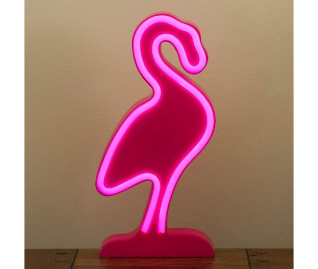 Decoratiune Luminoasa cu Baterii/USB Neon Model Flamingo 20 cm Mov