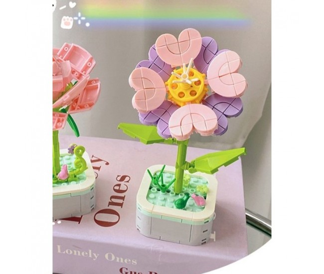 Set de Constructie Floare in Ghiveci, Flippy, 4 Ani, Ornament Creativ, 17x6.2 cm, Multicolor