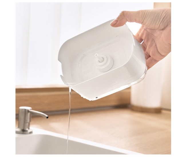 Dozator Flippy, Dispenser 2 in 1 pentru Detergent Lichid de Vase sau pentru Obiecte Sanitare cu Suport pentru Burete de Bucatarie , 8.6 x 14.5 x 10 cm, capacitate 300 ml, alb