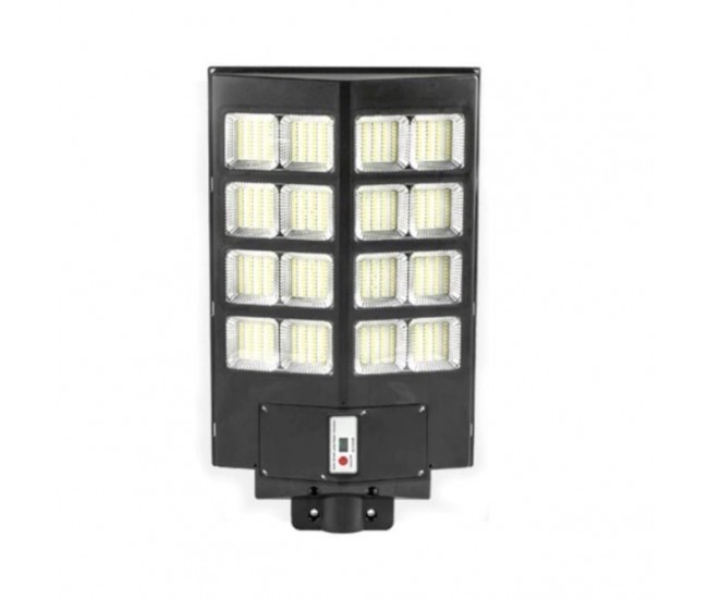 Lampa solara stradala Flippy, cu telecomanda, senzor de miscare si lumina, suport prindere, 640 LED-uri, IP65, ABS, 20AH, 400W, temperatura culoare 6500K, 59.7x34.8x7.2 cm, autonomie 10-12 ore, negru