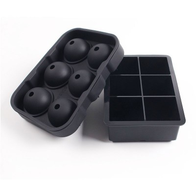 Food grade easy demoulding square spherical odorless 6-grid silicone ice tray - Specifications: six-grid square with lid