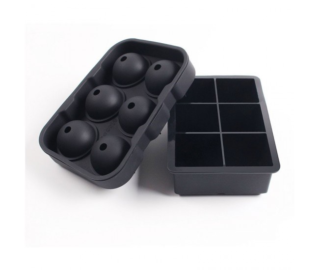 Food grade easy demoulding square spherical odorless 6-grid silicone ice tray - Specifications: six-grid square with lid