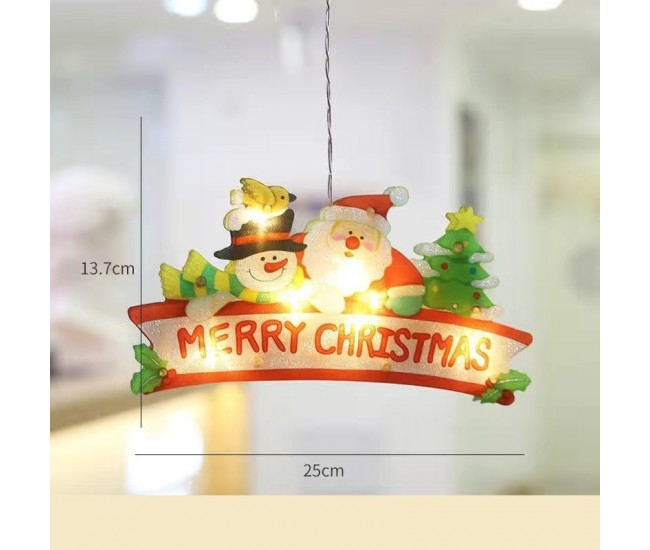 Decoratiune de Craciun pentru fereastra Flippy, Merry Christmas, cu LED-uri, 24 cm, alb cald