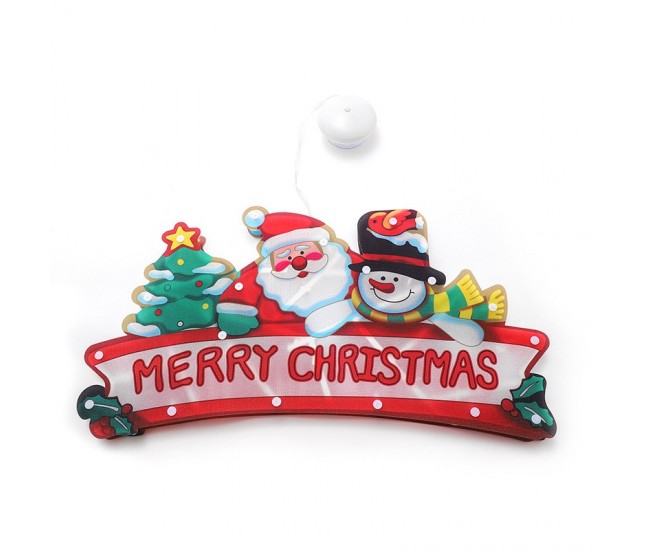 Decoratiune de Craciun pentru fereastra Flippy, Merry Christmas, cu LED-uri, 24 cm, alb cald