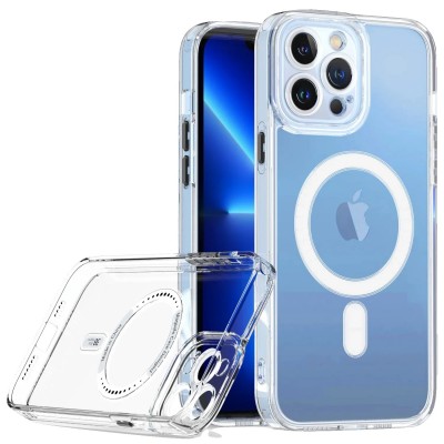 Husa protectie Flippy pentru iPhone 14 Pro Mag Safe, 2 in 1 incarcare si magnet, Silicone, Transparenta